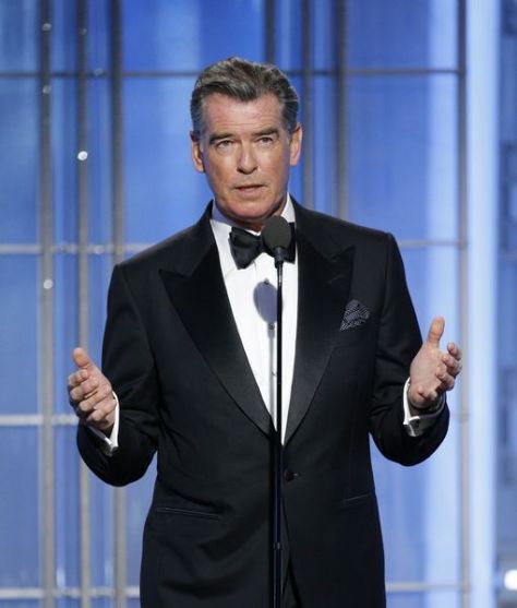 BEVERLY HILLS, CA - JANUARY 08: In this handout photo provided by NBCUniversal, presenter Pierce Brosnan onstage during the 74th Annual Golden Globe Awards at The Beverly Hilton Hotel on January 8, 2017 in Beverly Hills, California. (Photo by Paul Drinkwater/NBCUniversal via Getty Images)